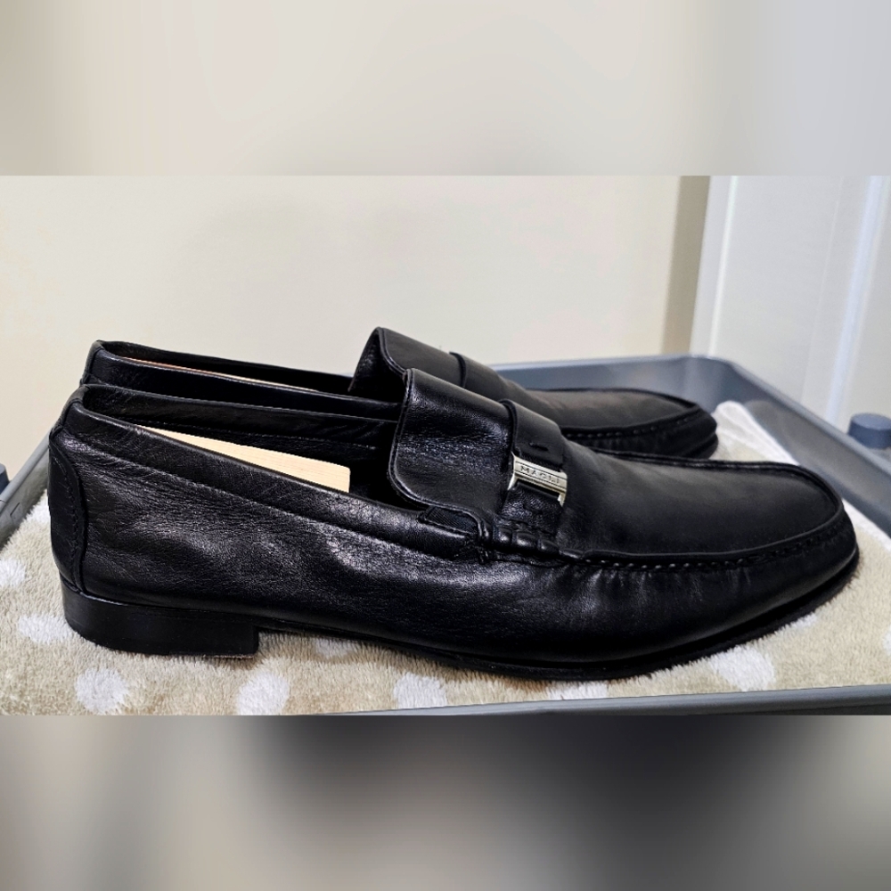 Bruno Magli Black Leather Loafers for Men - Picture 8 of 12